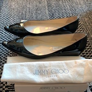 Jimmy Choo Alina Patent Leather Flat Size 38 Black